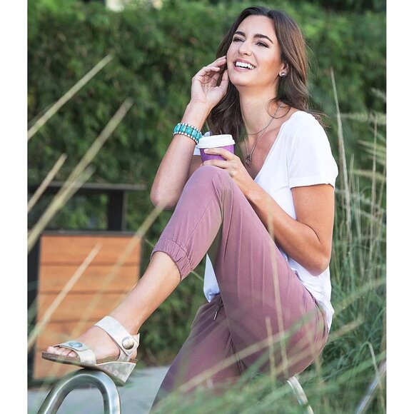 TAOS Carousel 2 Cork Wedge Leather Sandal Gray size 38 US 7/7.5 Lagenlook Boho - Picture 15 of 16